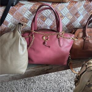 Coach Pebbled Pink Leather Handbag